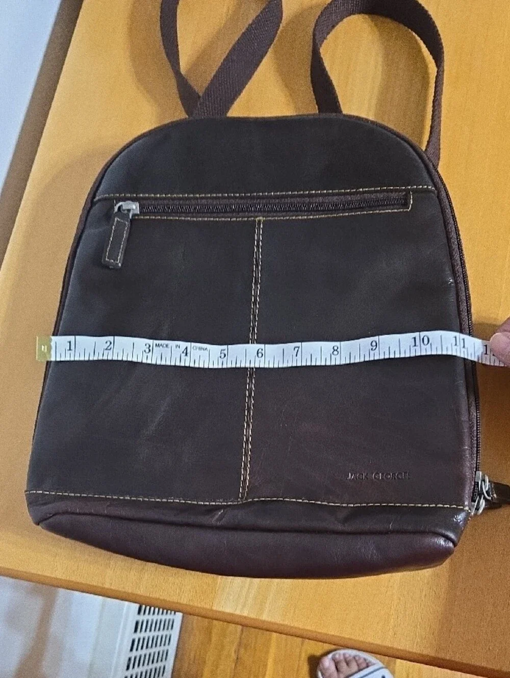 Jack Georges Sleek Dark Brown Leather Convertible Crossbody/Backpack  Bag